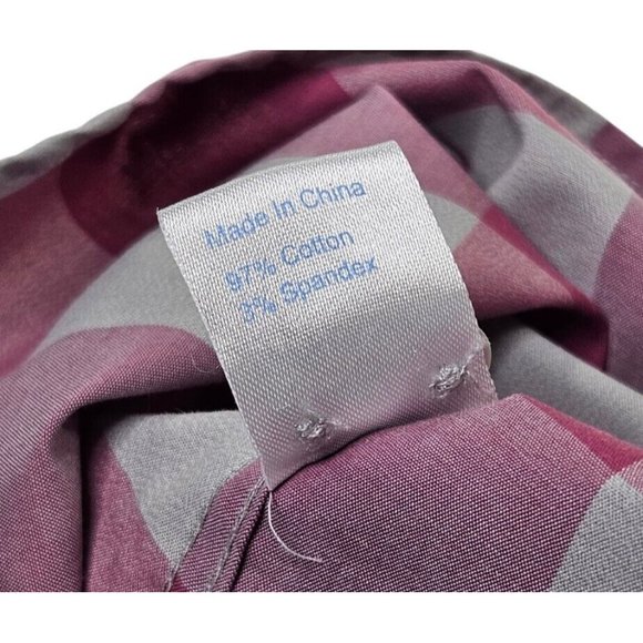 Twillory Tailored Fit Pink Gray Plaid Check Button Up Dress Shirt Men's Medium - Picture 10 of 12
